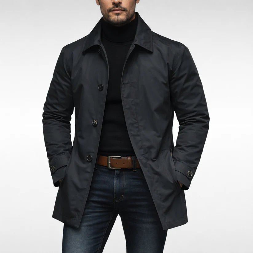 Chadwick | Men’s Long Sleeve Button Front Pointed Collar Pockets Coat