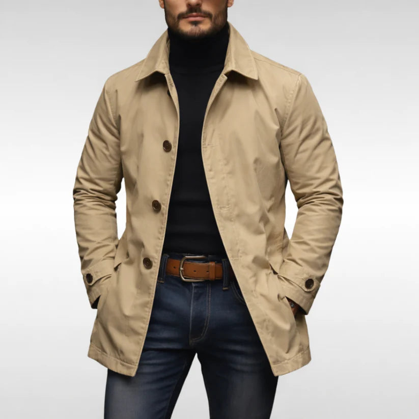 Chadwick | Men’s Long Sleeve Button Front Pointed Collar Pockets Coat