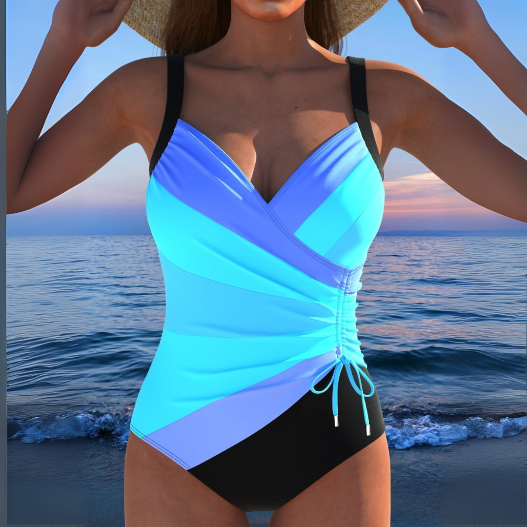 Chanelle | Women’s Striped V Neck Sleeveless Swimsuit