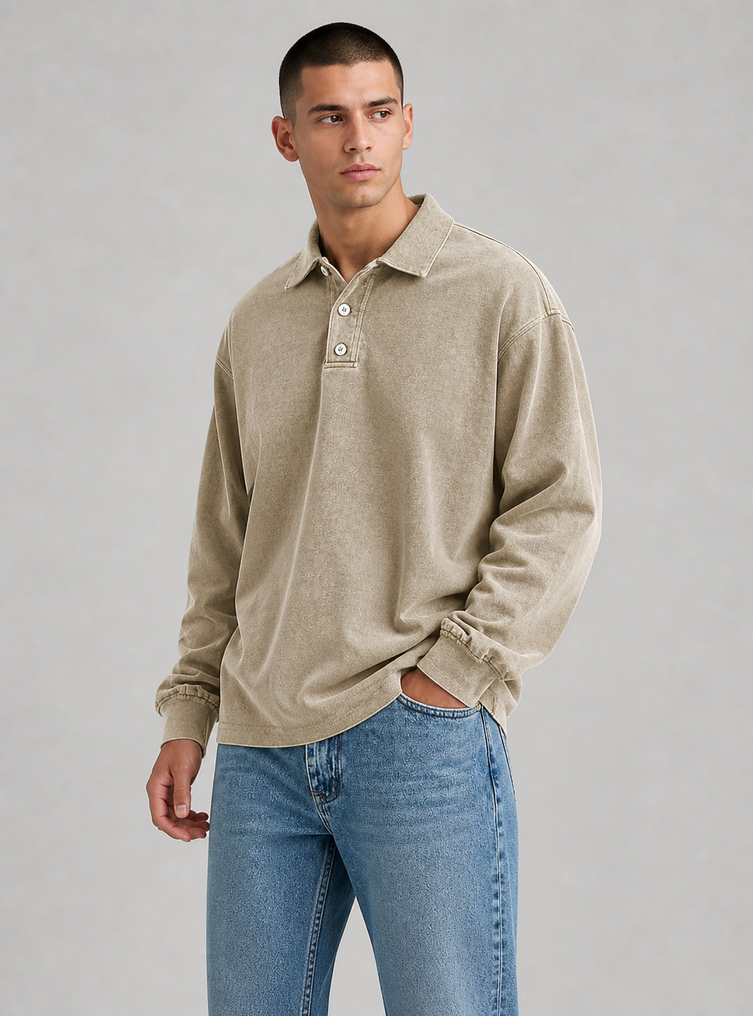 Christopher | Men’s Button Down Long Sleeve Polo Shirt
