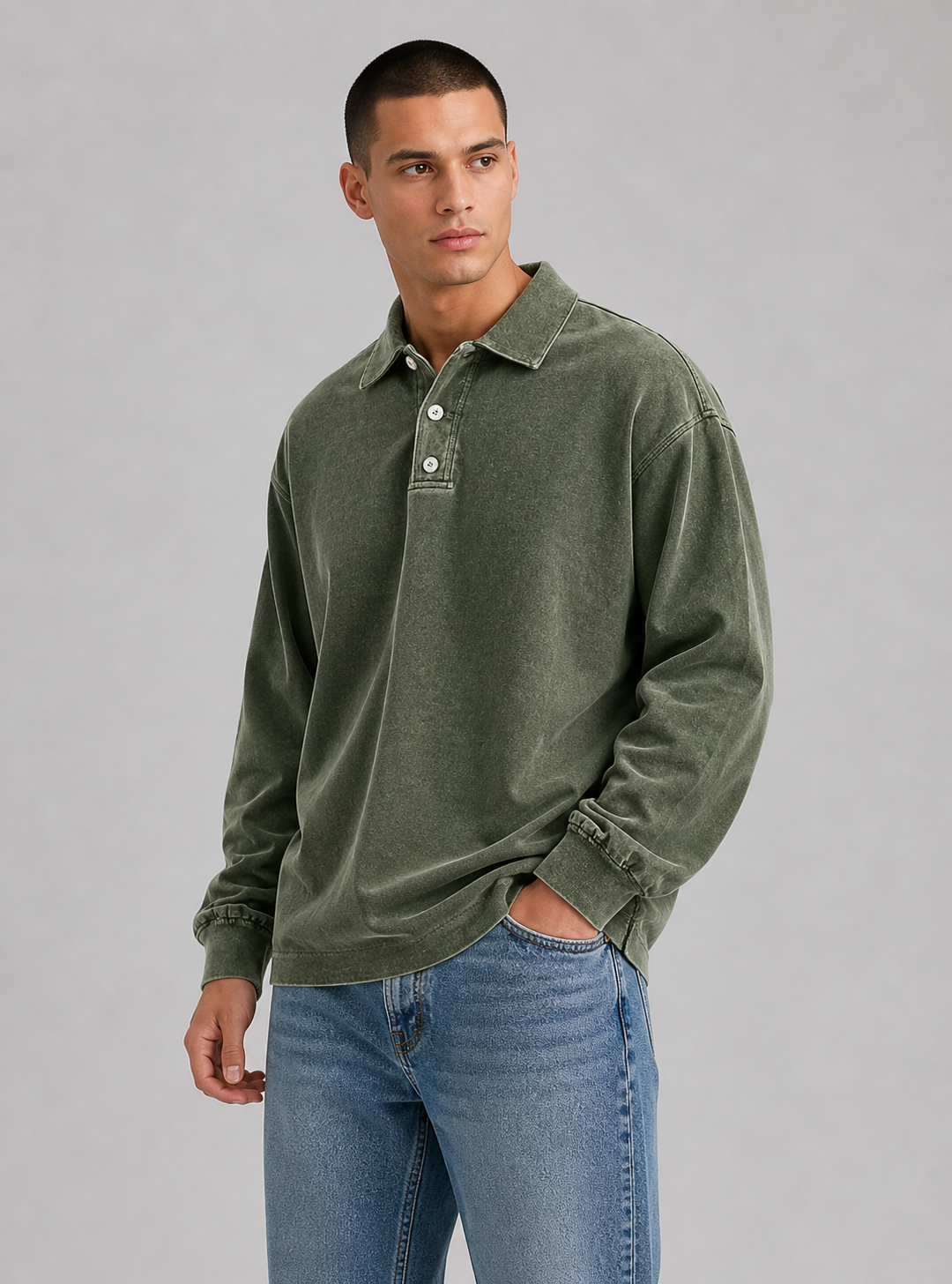 Christopher | Men’s Button Down Long Sleeve Polo Shirt