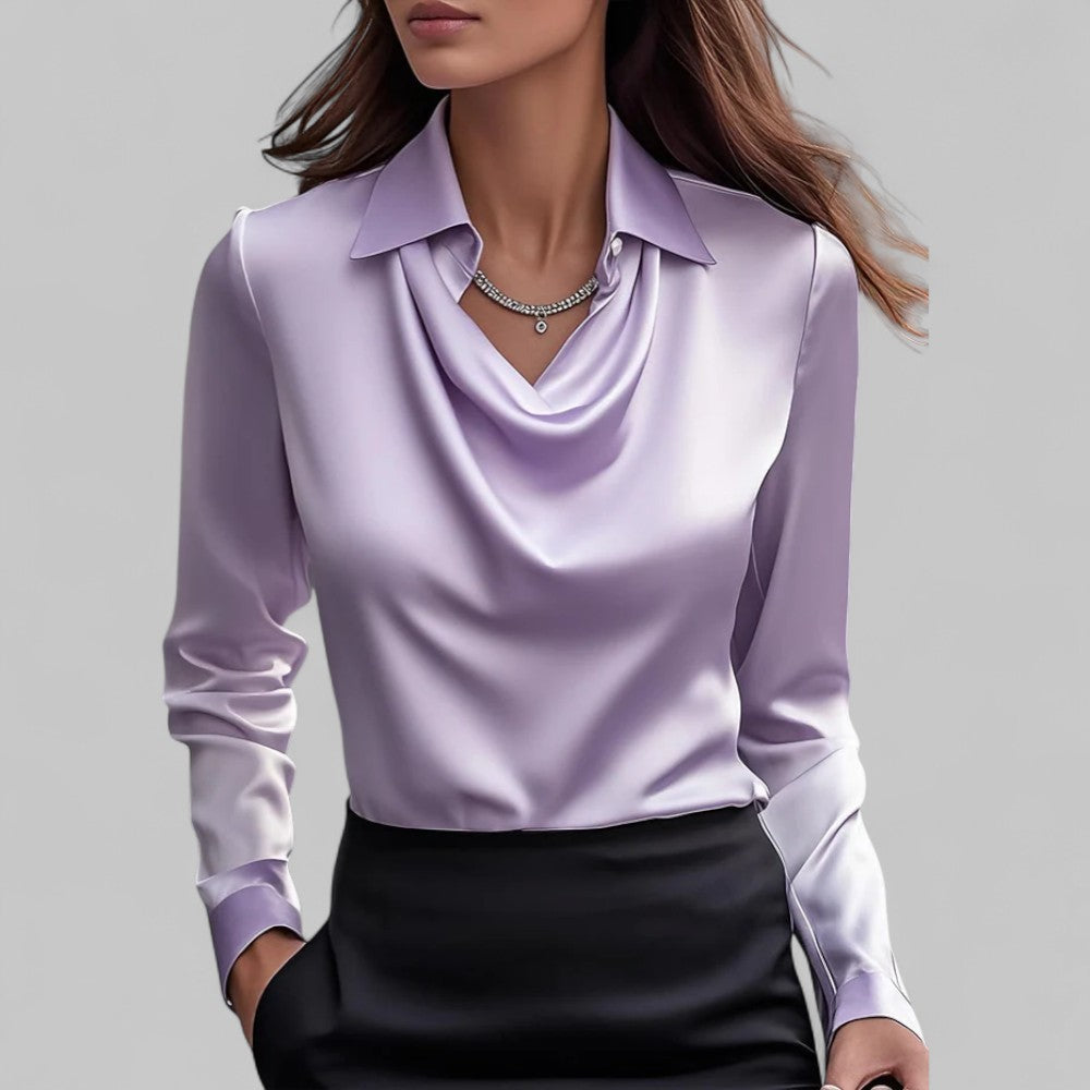 Clarice | Women’s Draped V Neck Long Sleeve Blouse