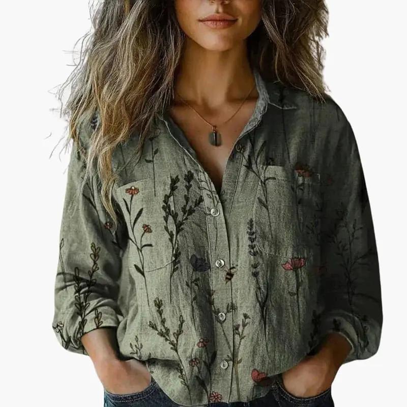 Clarissa | Women’s Floral Long Sleeve Button Shirt