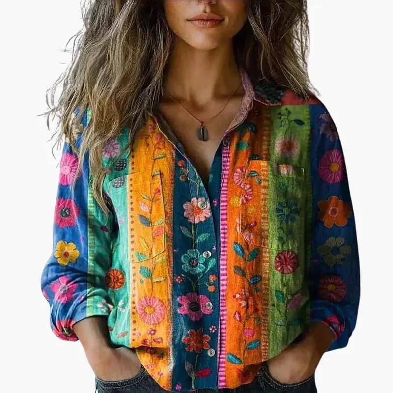 Clarissa | Women’s Floral Long Sleeve Button Shirt