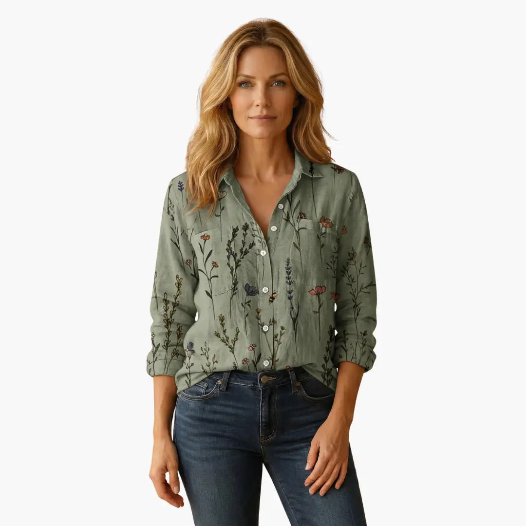 Clarissa | Women’s Floral Long Sleeve Button Shirt