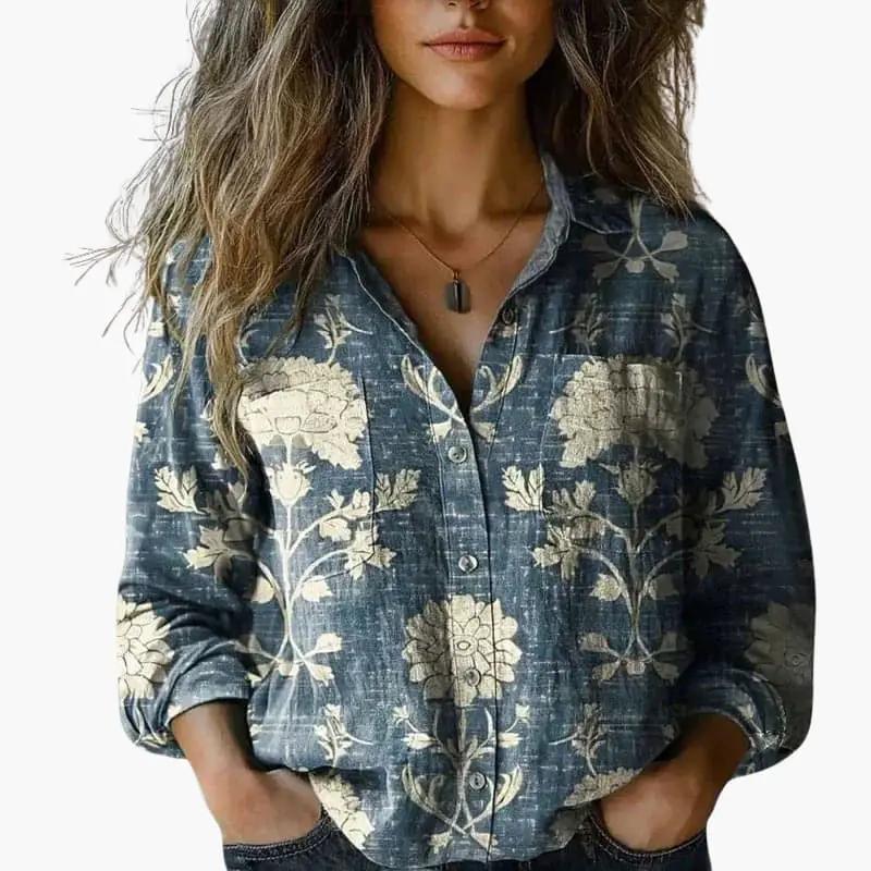 Clarissa | Women’s Floral Long Sleeve Button Shirt