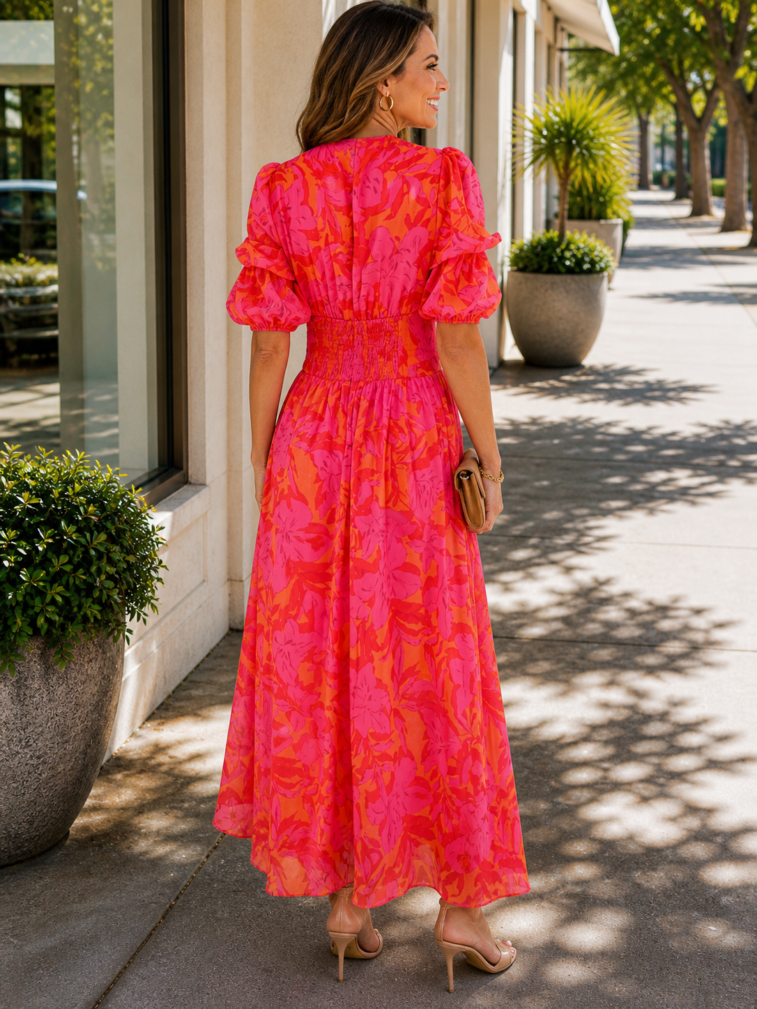 Clemency | Women’s Floral Flutter Sleeve Flowy Maxi Dress