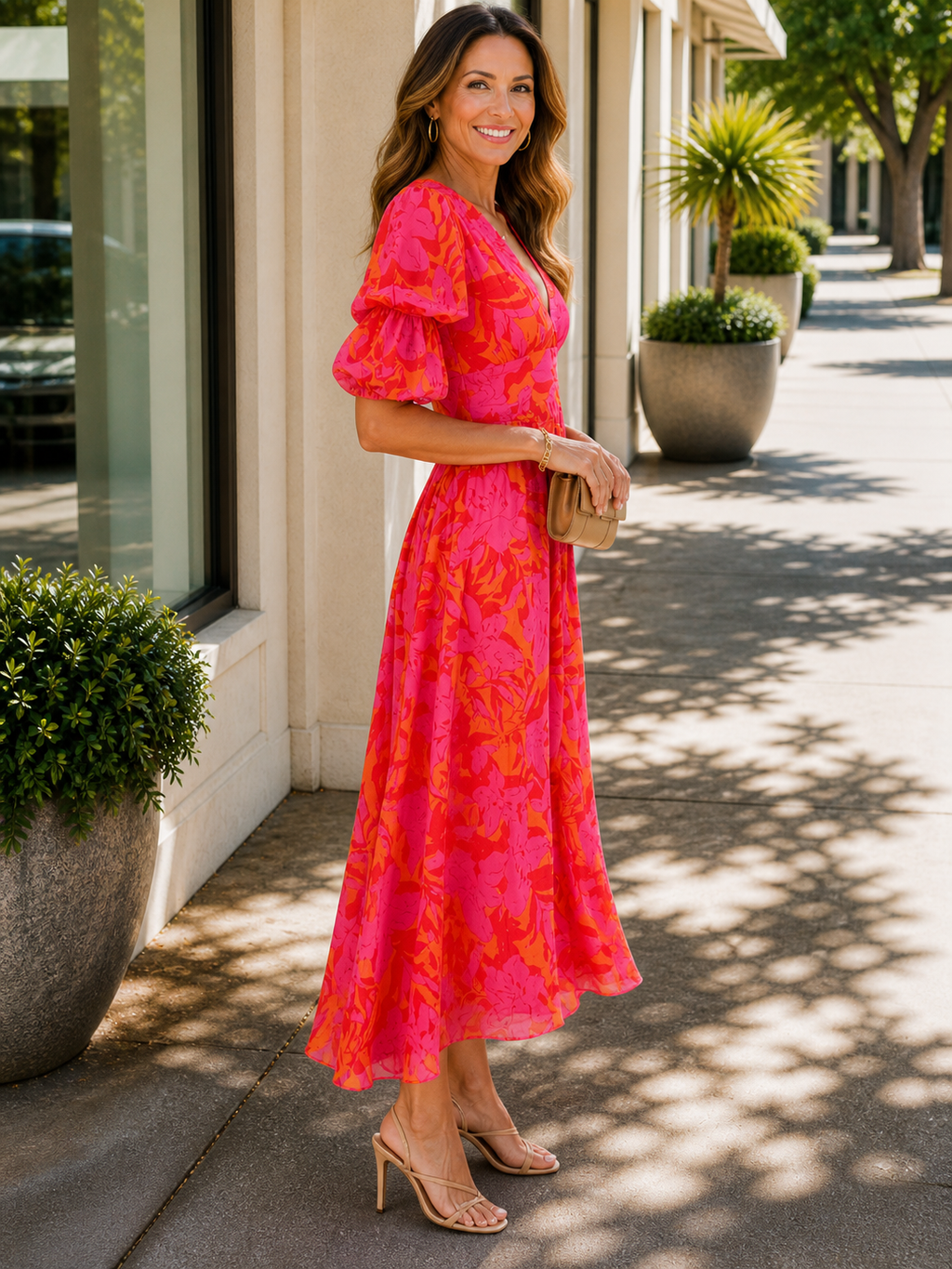 Clemency | Women’s Floral Flutter Sleeve Flowy Maxi Dress
