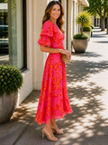 Clemency | Women’s Floral Flutter Sleeve Flowy Maxi Dress