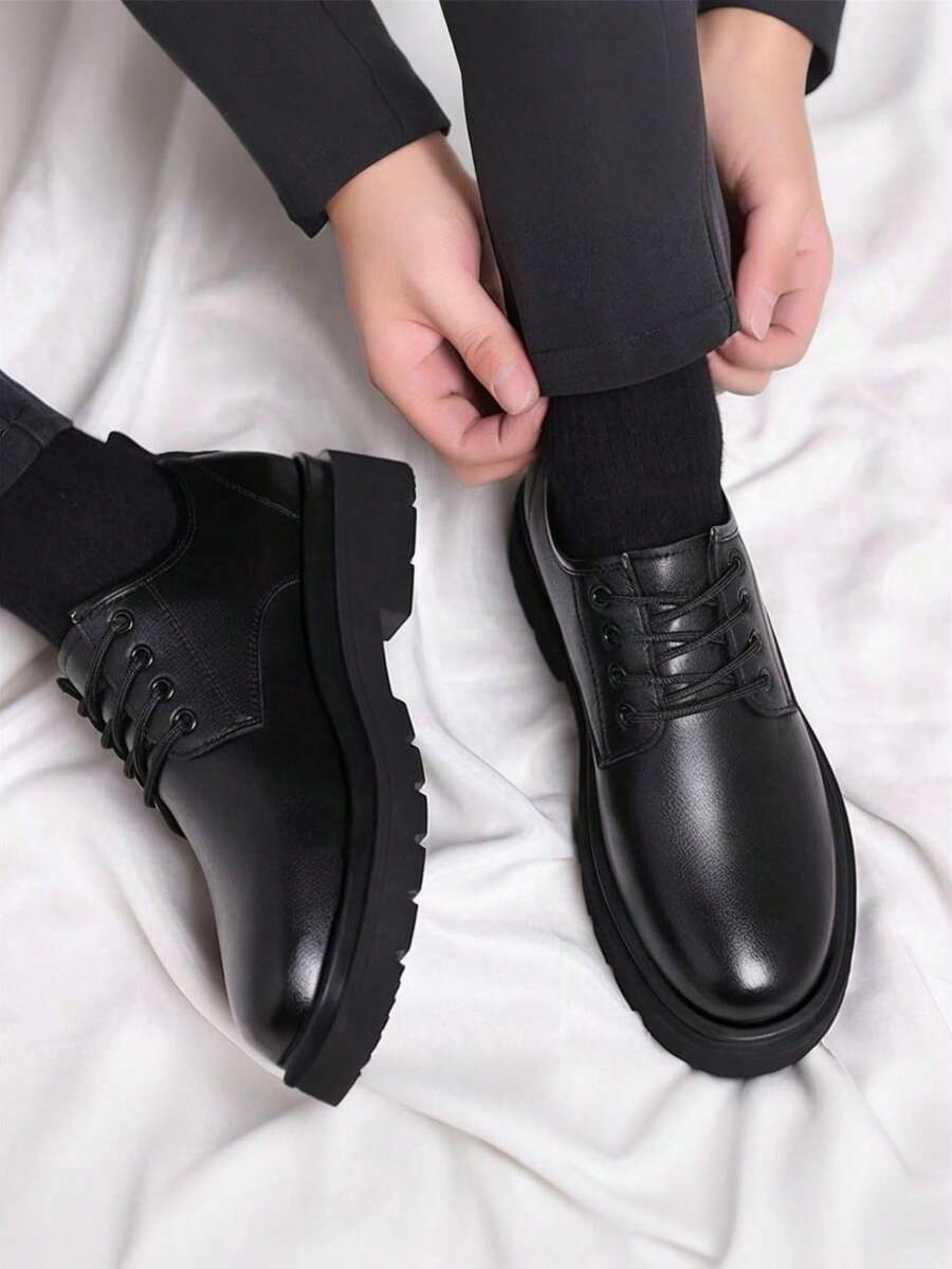 Clement | Men's Round Toe Lace Up Black Derby Dress Shoes