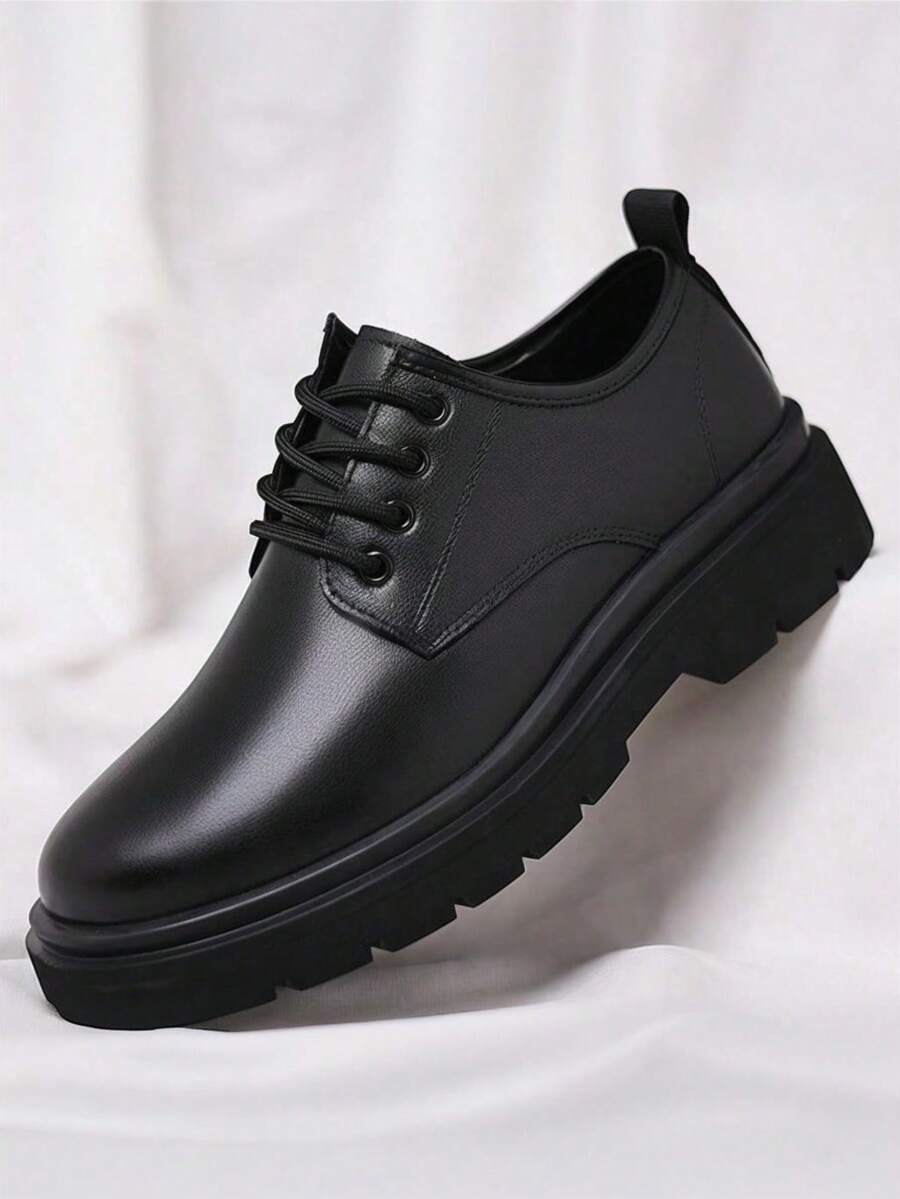 Clement | Men's Round Toe Lace Up Black Derby Dress Shoes
