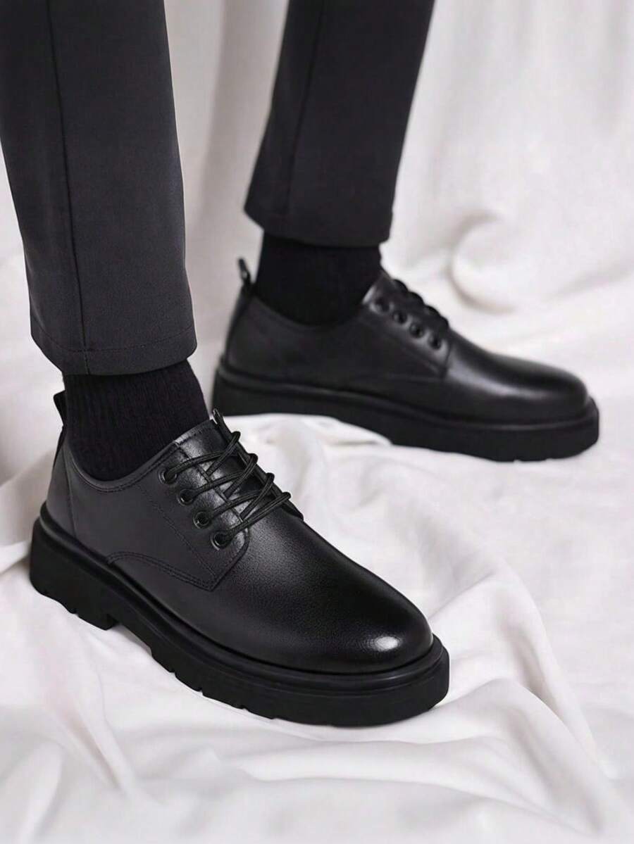 Clement | Men's Round Toe Lace Up Black Derby Dress Shoes