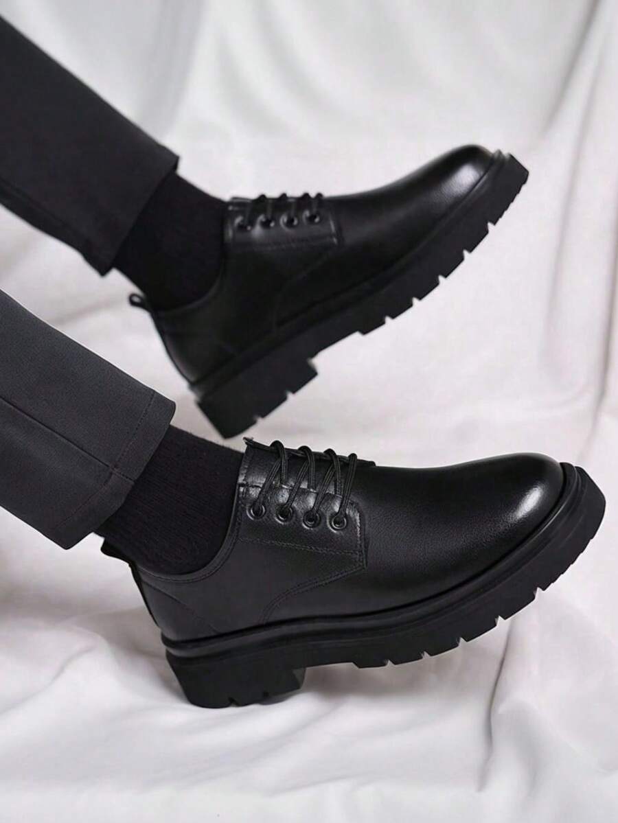 Clement | Men's Round Toe Lace Up Black Derby Dress Shoes