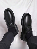 Clement | Men's Round Toe Lace Up Black Derby Dress Shoes