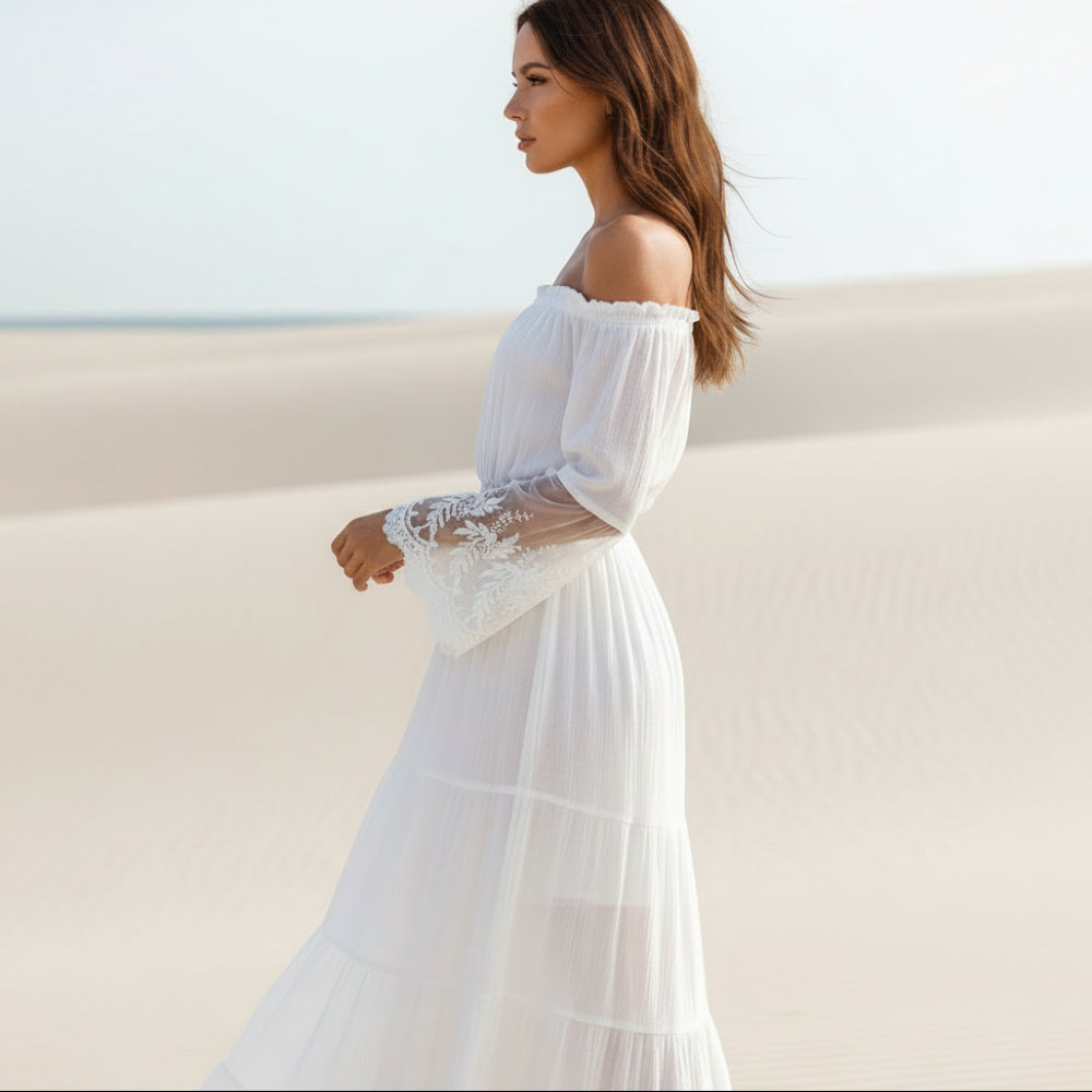 Colleen | Women’s Long Sleeve Off Shoulder Maxi Dress
