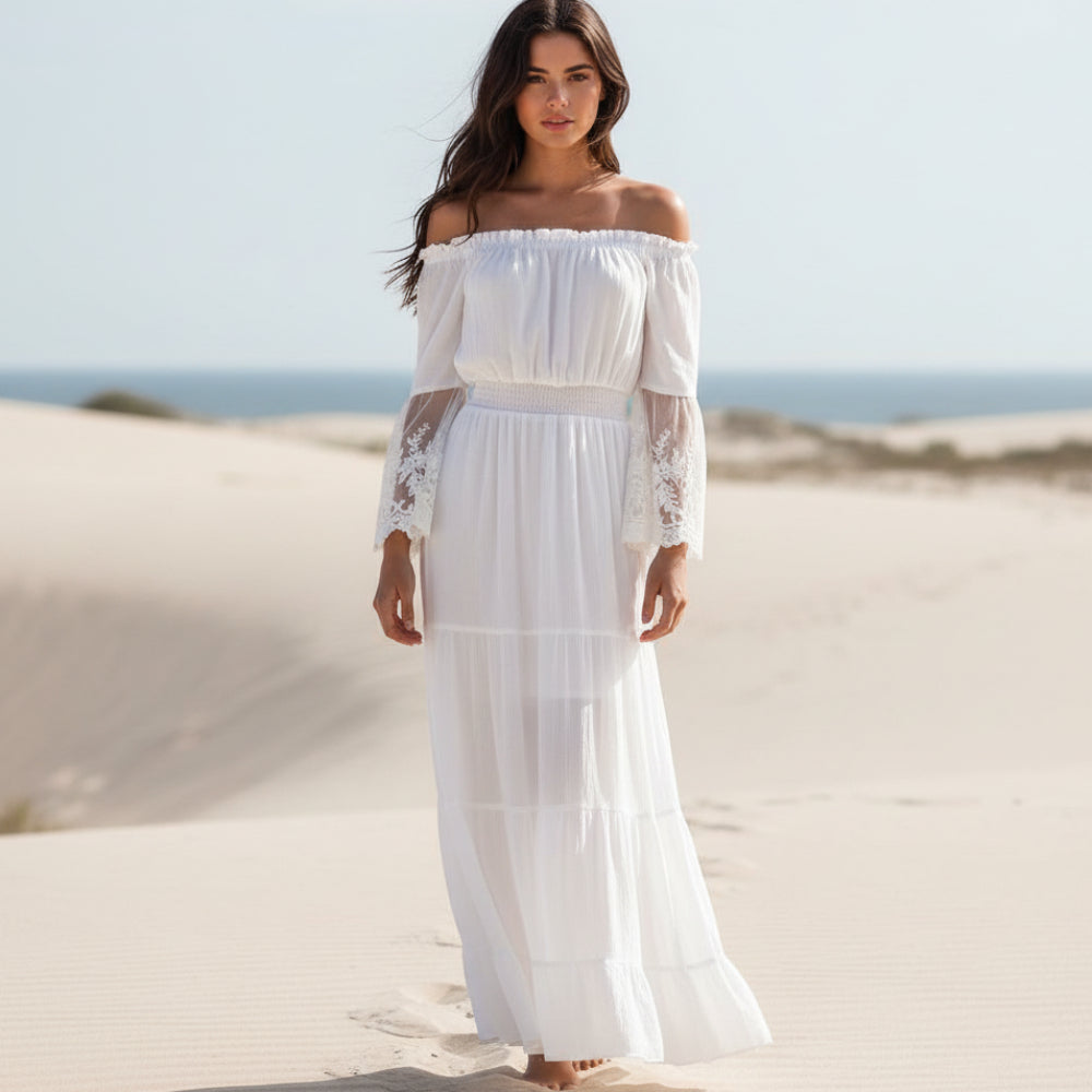 Colleen | Women’s Long Sleeve Off Shoulder Maxi Dress