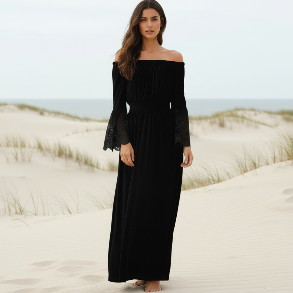Colleen | Women’s Long Sleeve Off Shoulder Maxi Dress