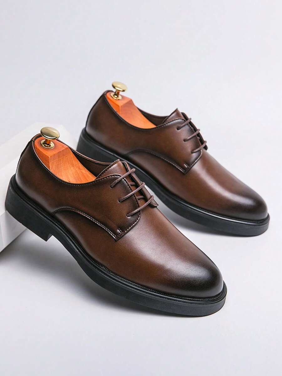 Constance | Men's Block Heel Lace Up Round Toe Derby Dress Shoes