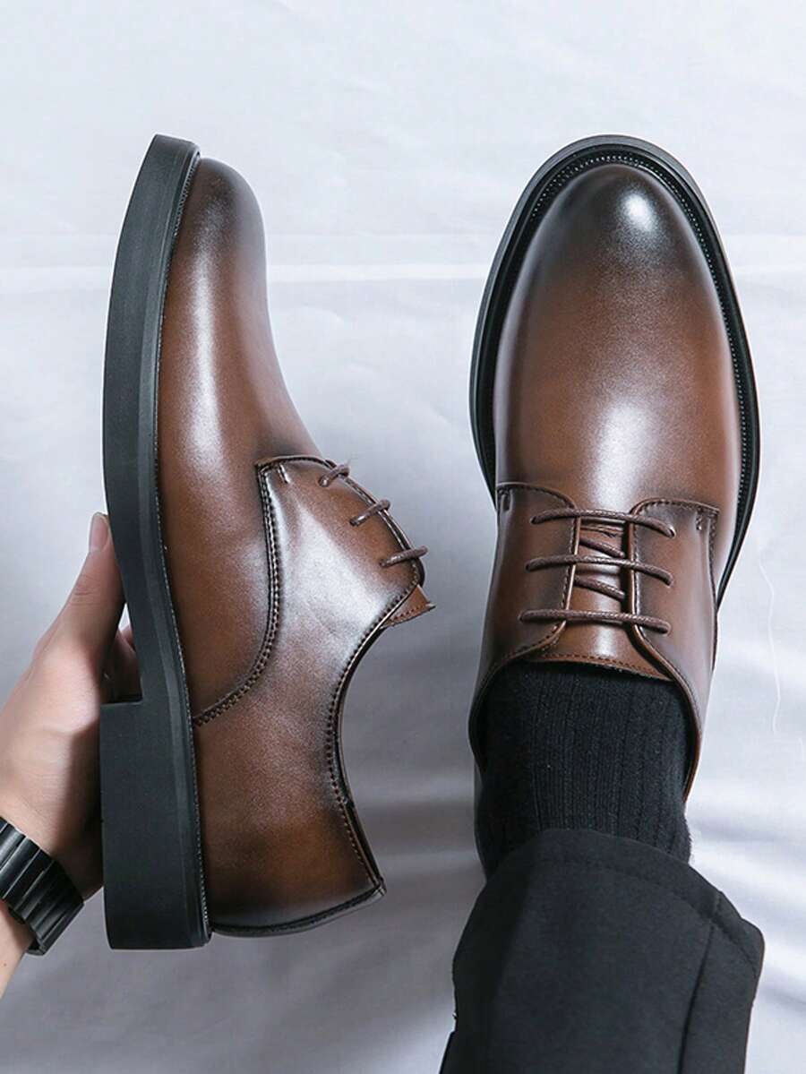 Constance | Men's Block Heel Lace Up Round Toe Derby Dress Shoes