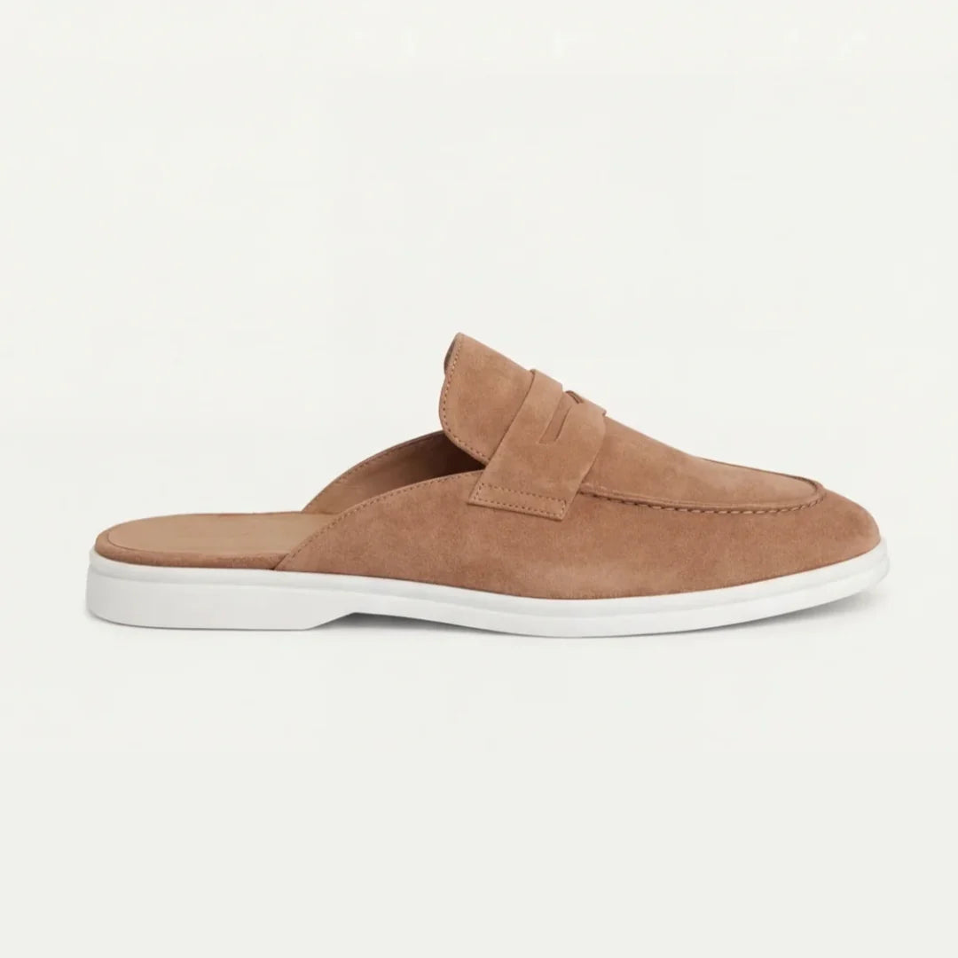 Conway | Men's Open Back Closed Toe Slip On Penny Strap Mules