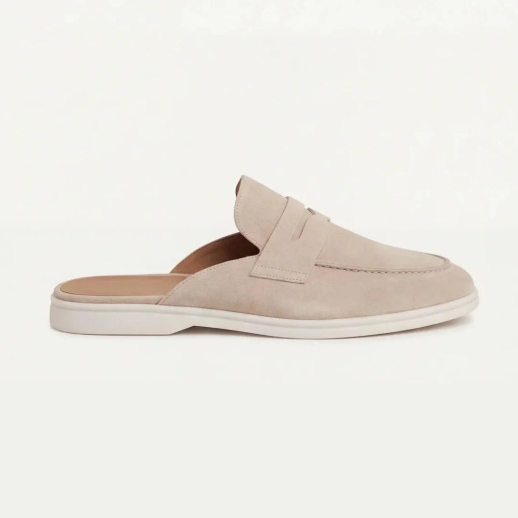 Conway | Men's Open Back Closed Toe Slip On Penny Strap Mules