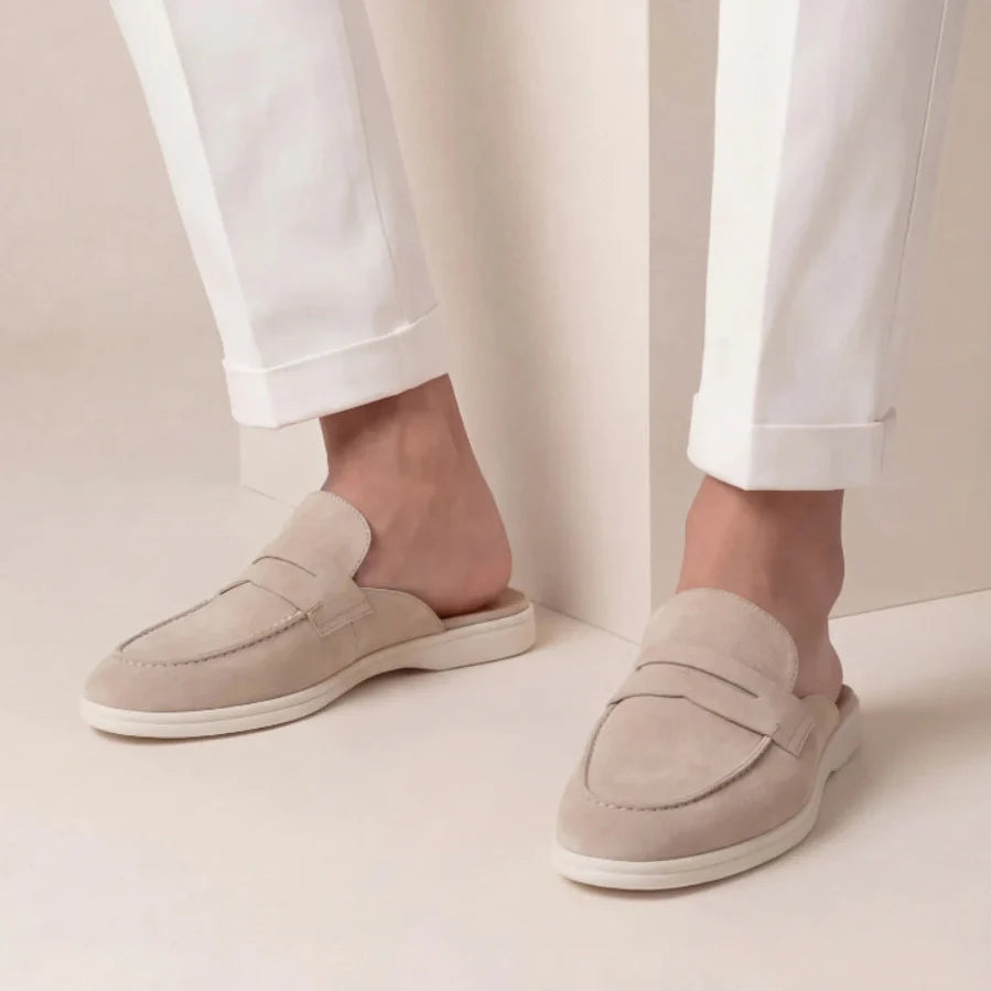Conway | Men's Open Back Closed Toe Slip On Penny Strap Mules