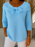 Corinne | Women’s Bow Detail Ribbed Boat Neck Top