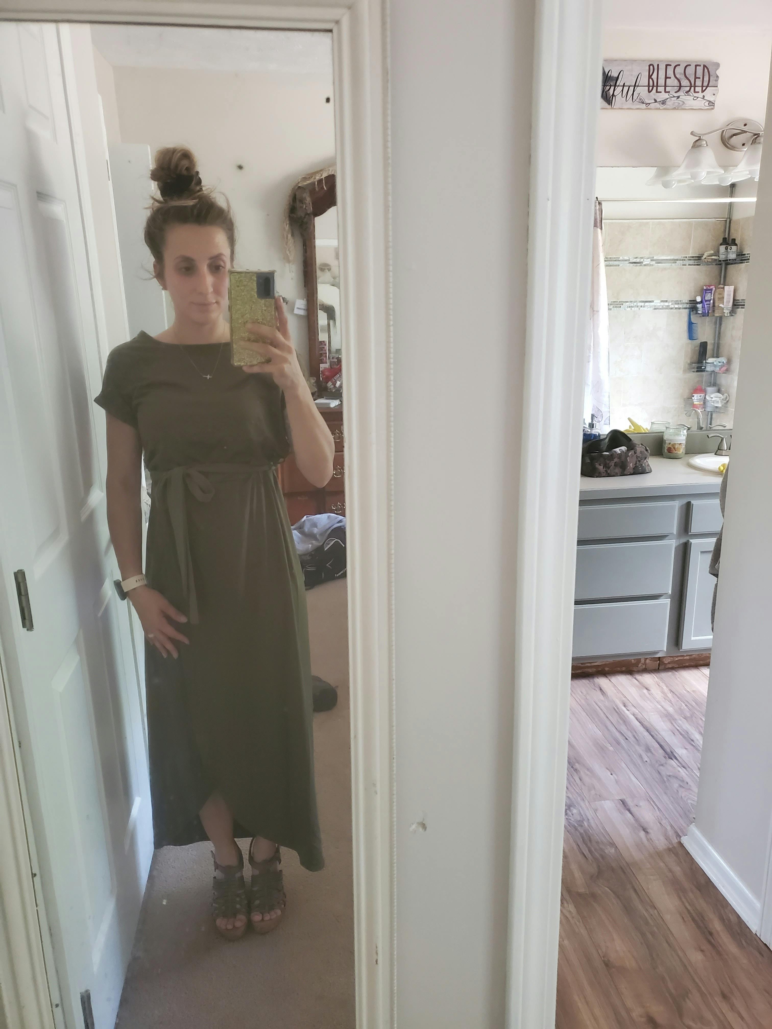 Cornelia | Women’s Waist Tie Cap Sleeve Draped Maxi Dress