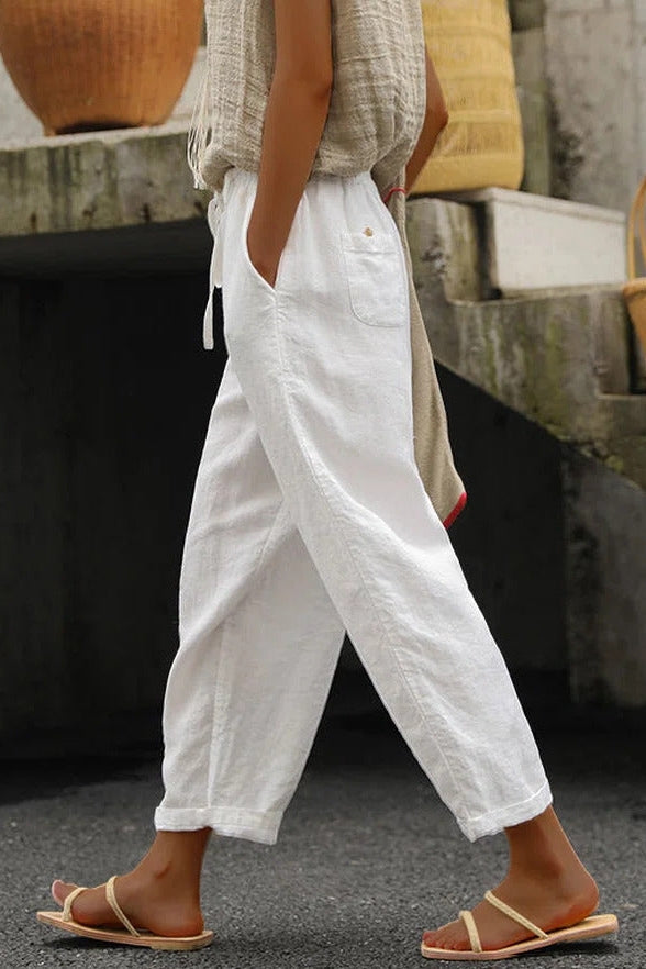 Courtney | Women’s Straight Leg Summer White Trousers