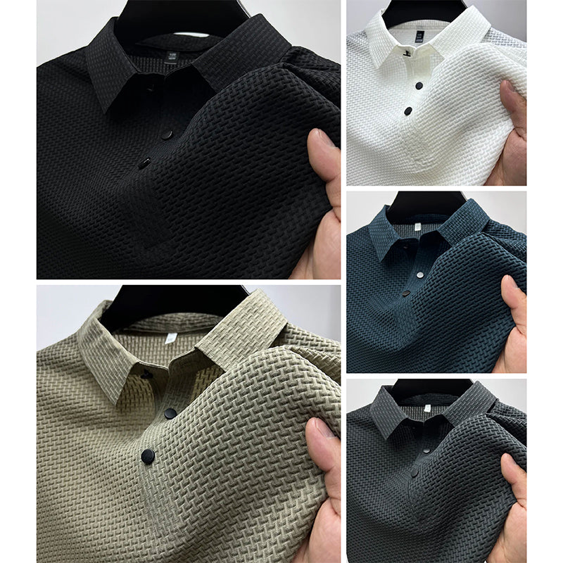Darrell | Men’s Textured Waffle-Knit Polo Summer Shirt