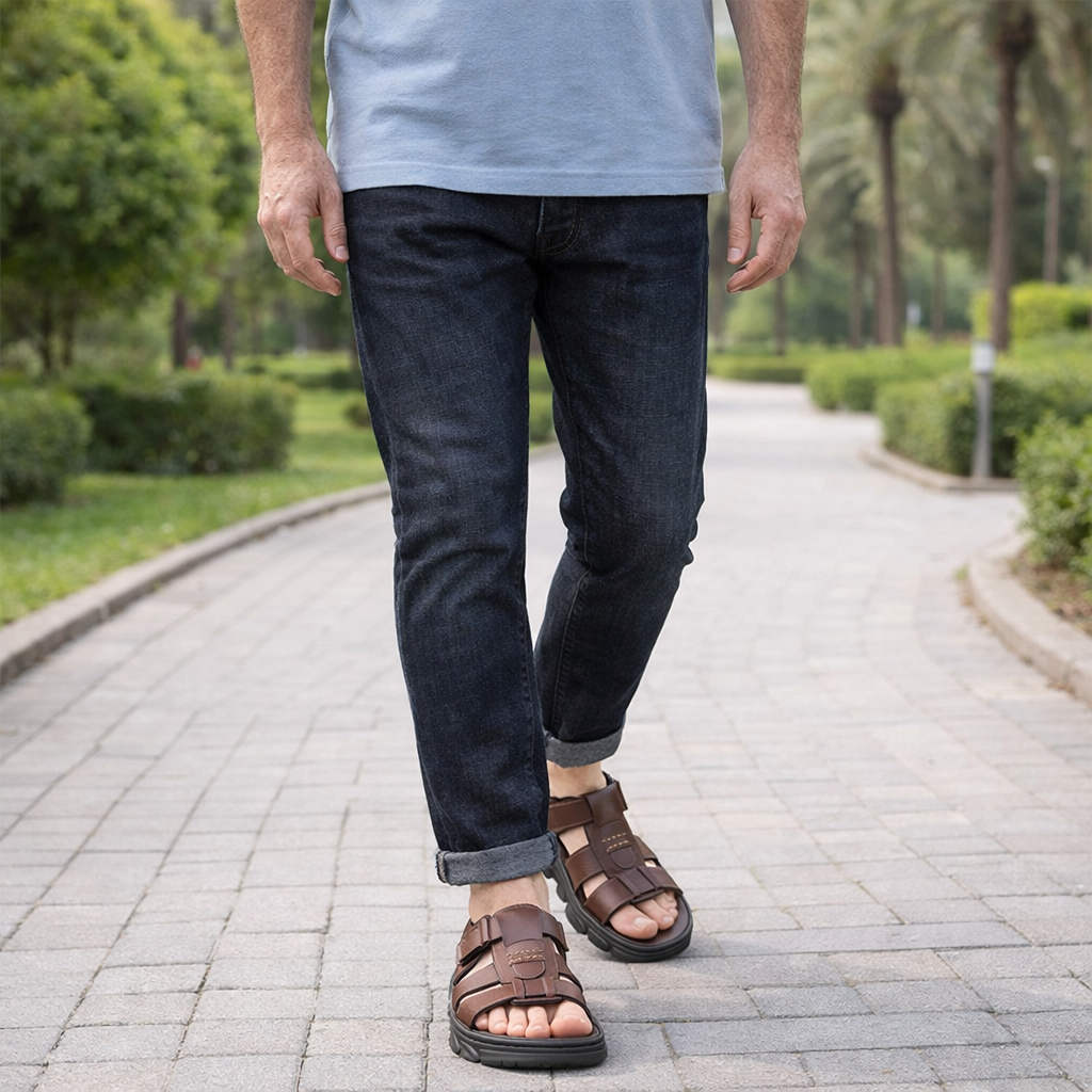 Darrius | Men's Adjustable Strap Slip On Round Toe Sandals