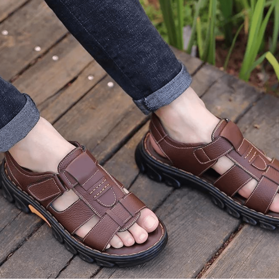 Darrius | Men's Adjustable Strap Slip On Round Toe Sandals