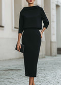 Davina | Women’s Boat Neck Blouse and Slim Midi Skirt Set