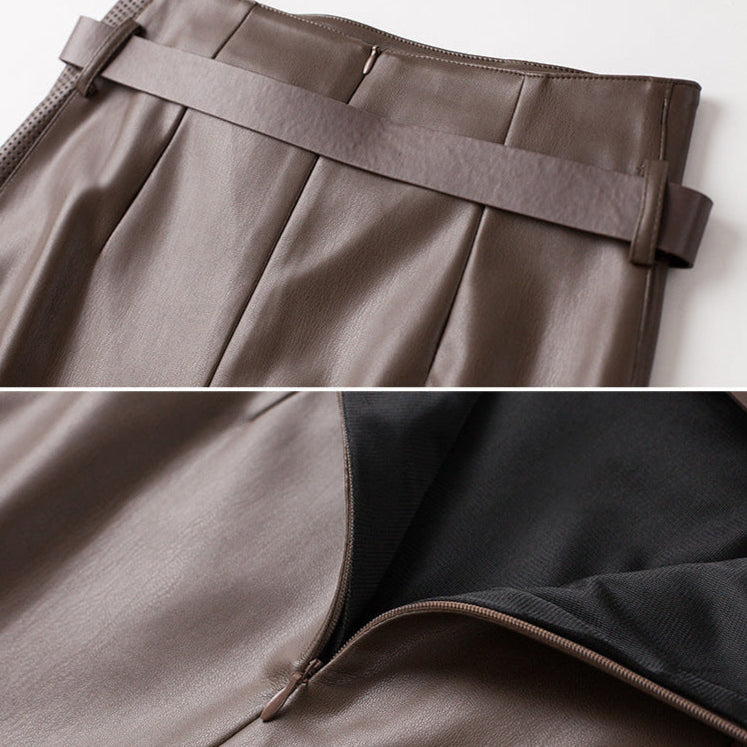 Deborah | Women’s Asymmetrical Front Slit Belted Skirt