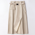 Deborah | Women’s Asymmetrical Front Slit Belted Skirt