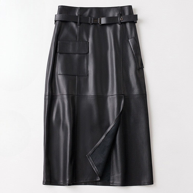 Deborah | Women’s Asymmetrical Front Slit Belted Skirt