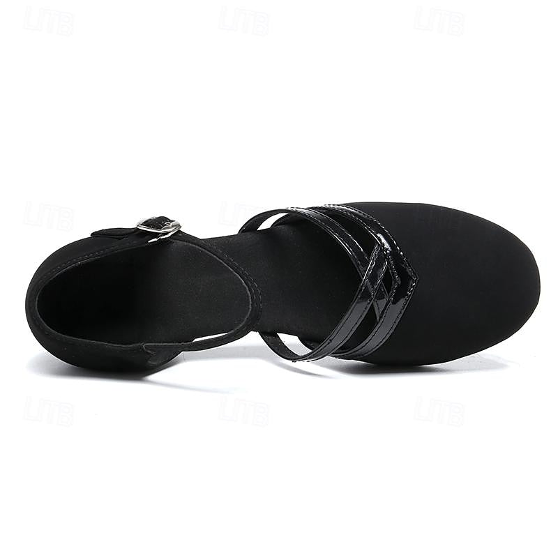 Deirdre | Women’s Ankle Strap Criss Cross Black Dance Shoes