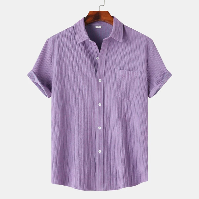 Devin | Men’s Textured Short Sleeve Striped Shirt
