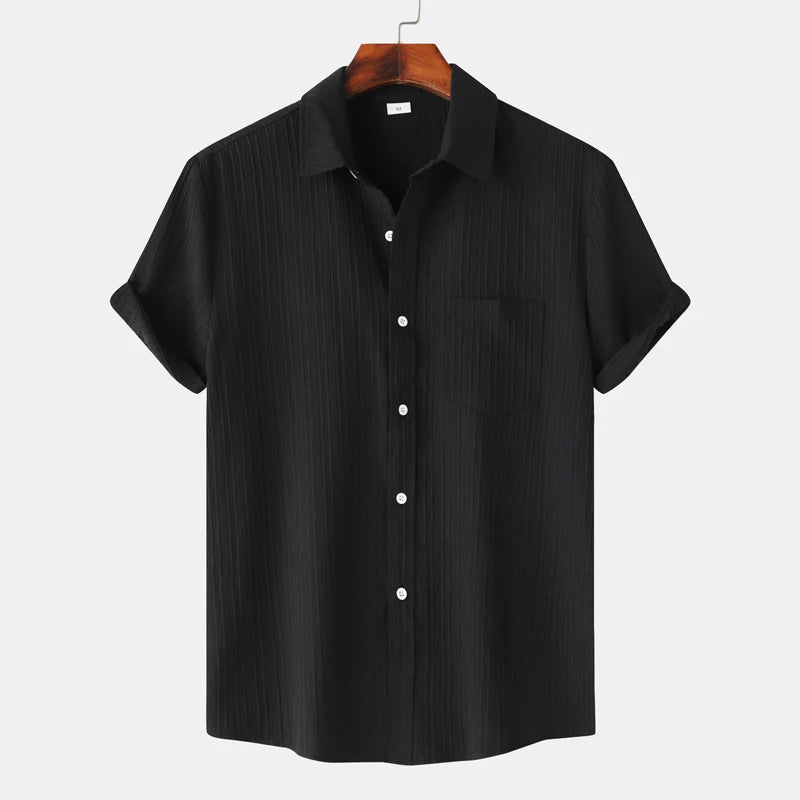 Devin | Men’s Textured Short Sleeve Striped Shirt