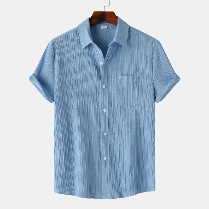Devin | Men’s Textured Short Sleeve Striped Shirt