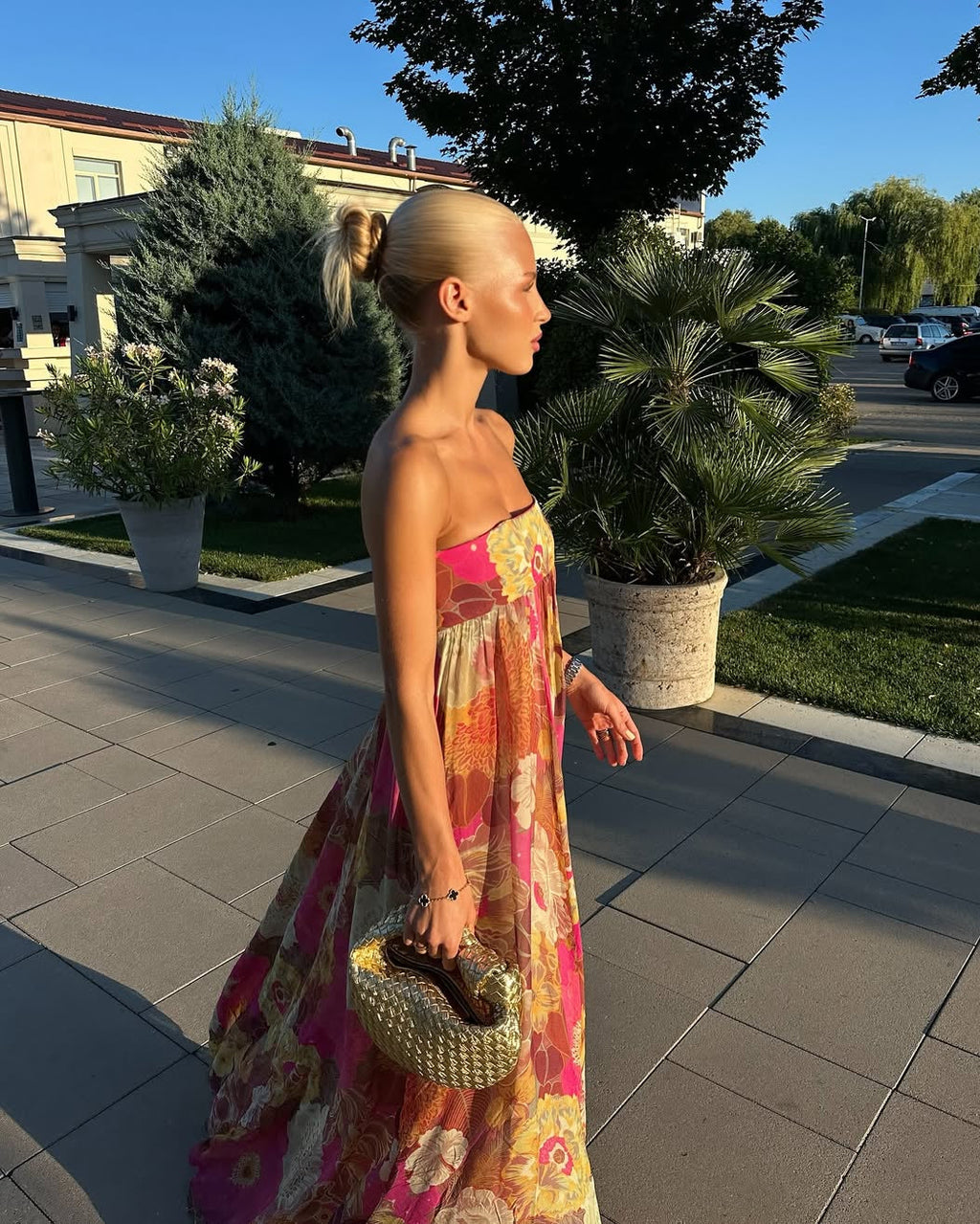 Diana | Women’s Flowy Strapless Wedding Guest Maxi Dress