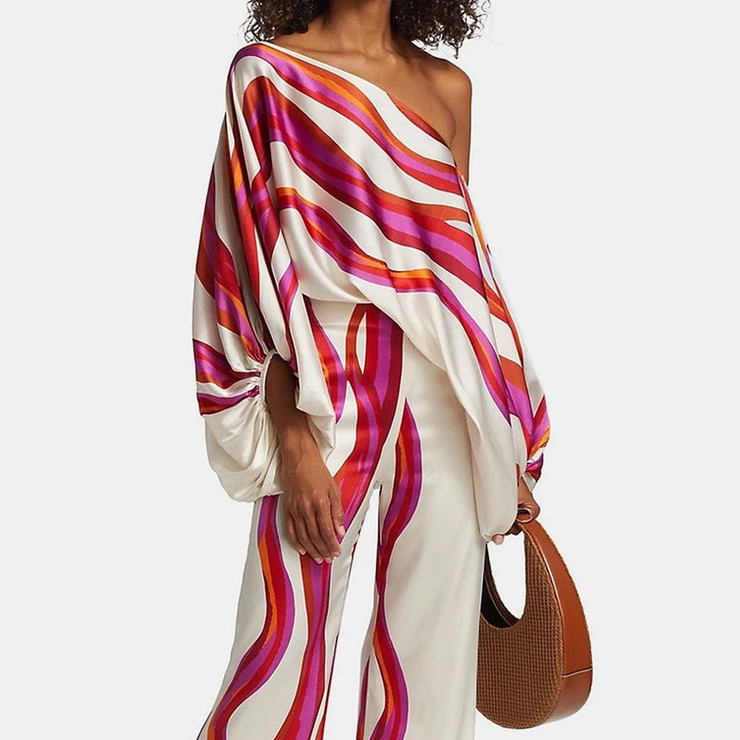 Dolores | Women’s Off Shoulder Long Sleeve Wide Leg Two Piece Set