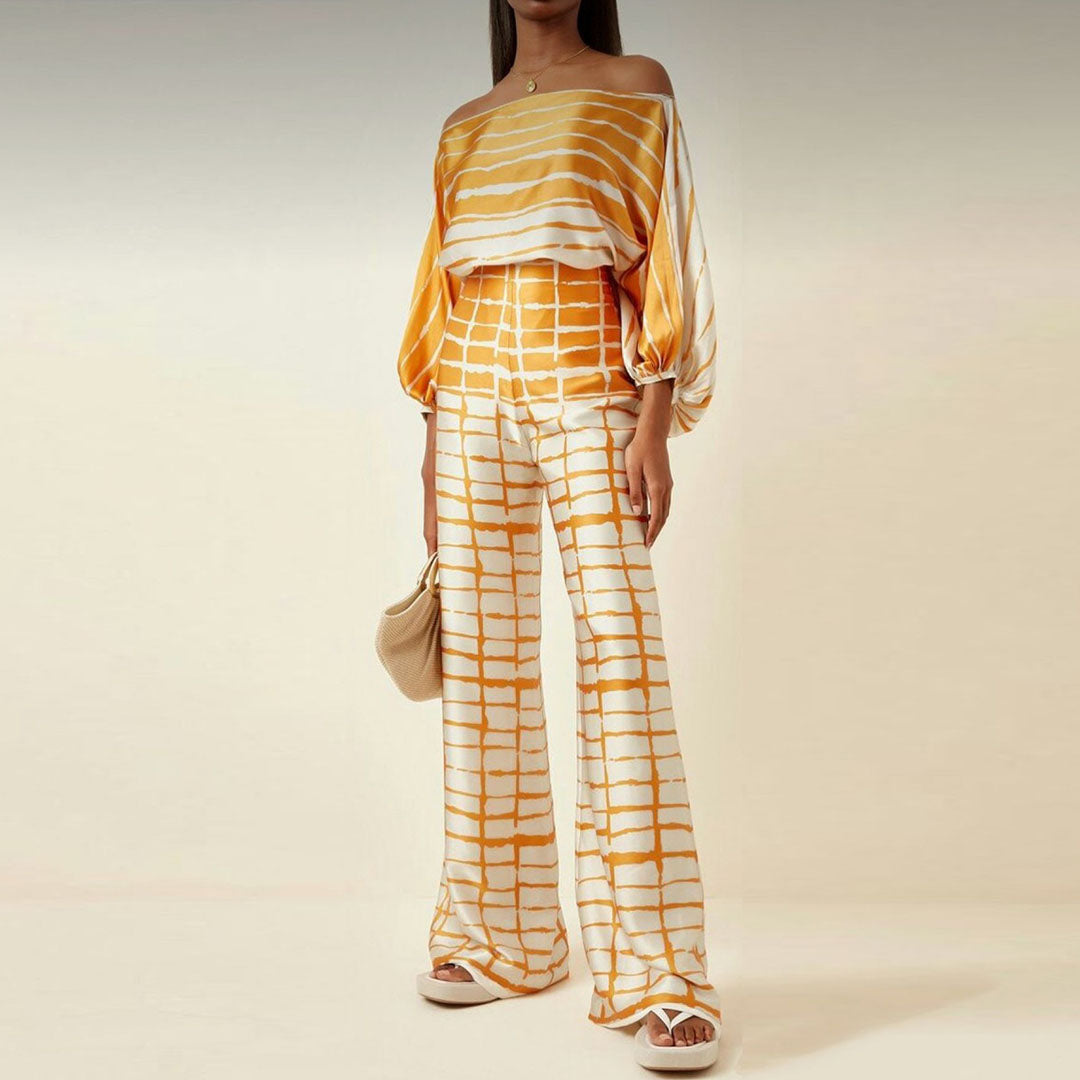 Dolores | Women’s Off Shoulder Long Sleeve Wide Leg Two Piece Set