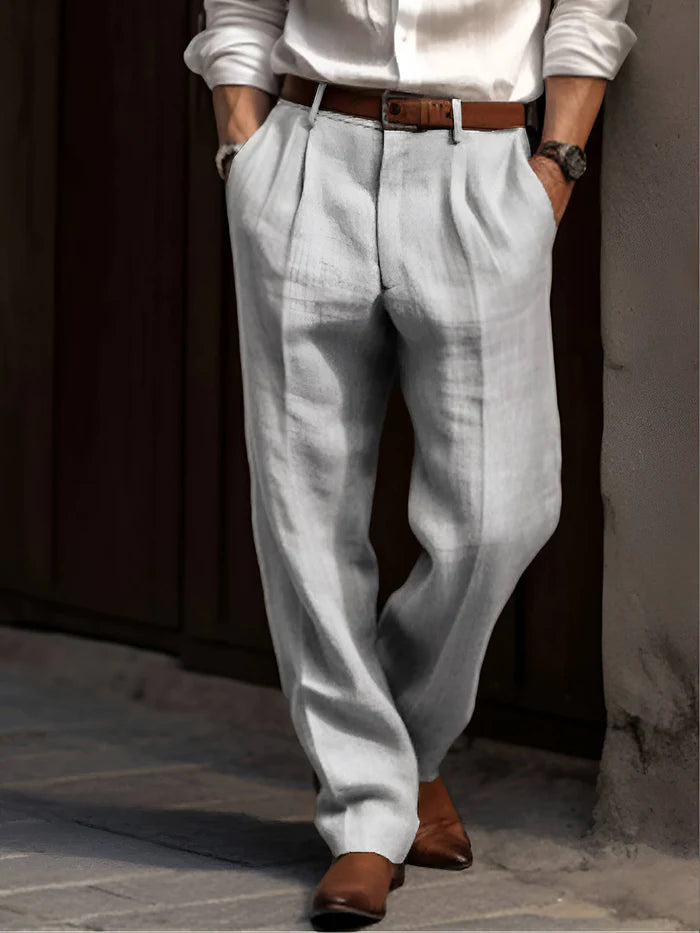 Dominic | Men's Pockets Straight Leg Front Pleat Trousers