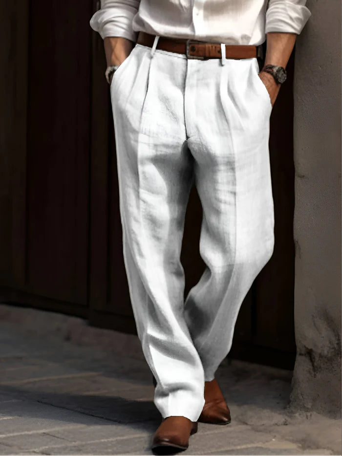 Dominic | Men's Pockets Straight Leg Front Pleat Trousers
