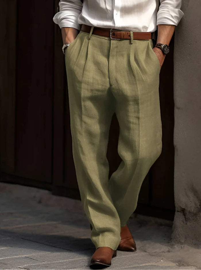 Dominic | Men's Pockets Straight Leg Front Pleat Trousers