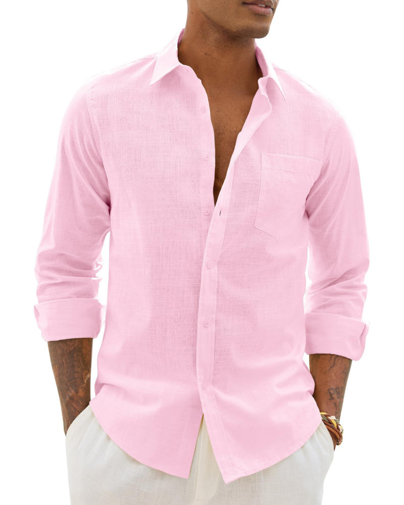 Donahue | Men's Long Sleeve Collared Chest Pocket Shirt