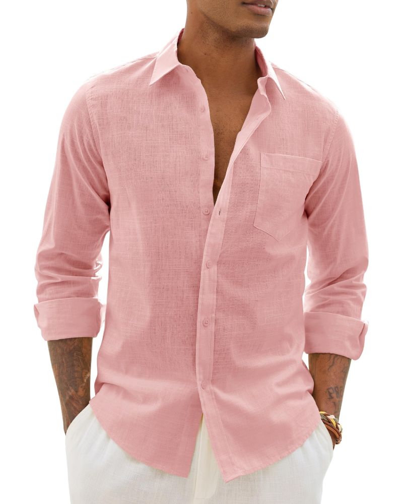 Donahue | Men's Long Sleeve Collared Chest Pocket Shirt