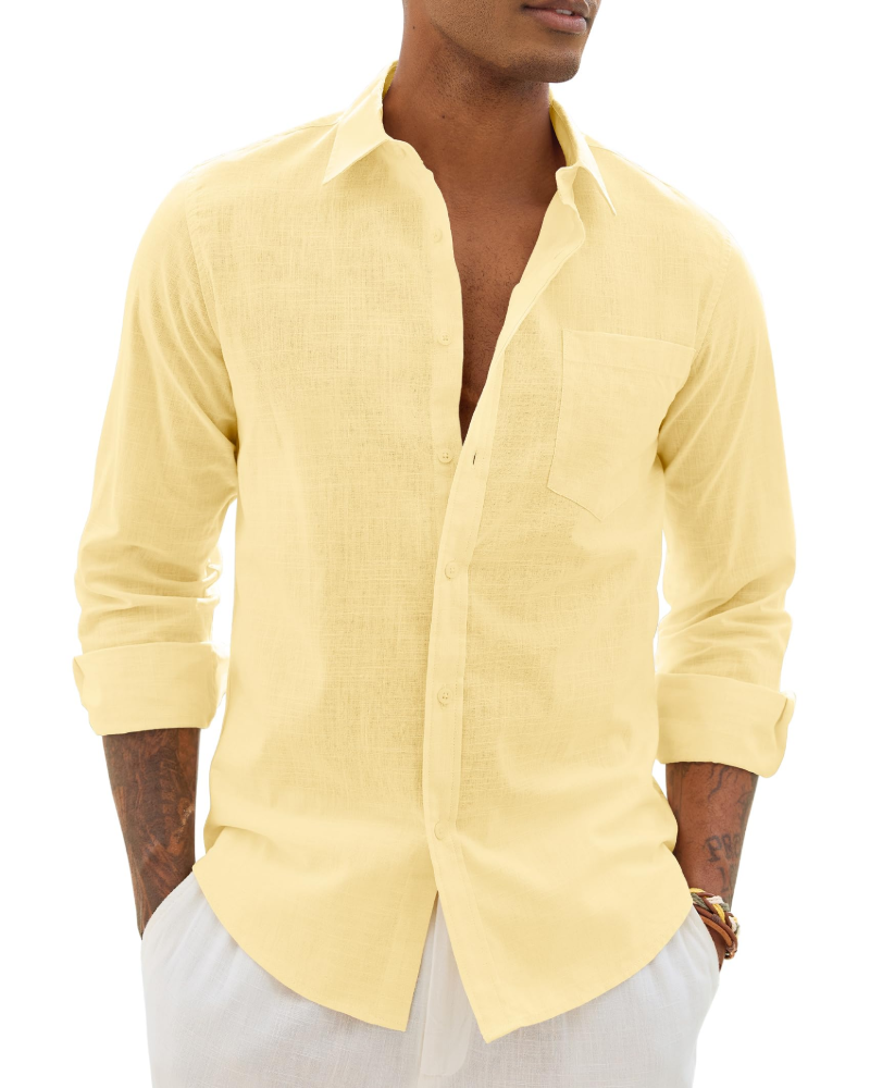 Donahue | Men's Long Sleeve Collared Chest Pocket Shirt