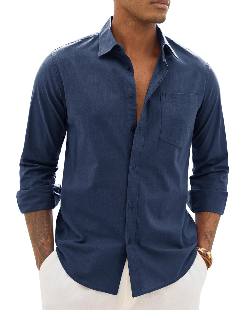 Donahue | Men's Long Sleeve Collared Chest Pocket Shirt